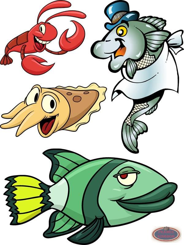 Cartoon sea creatures (selection vector)