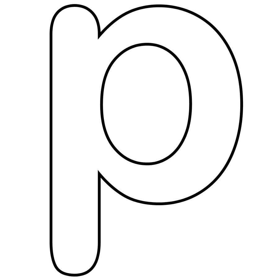 Lower Case Alphabet Letter P Template Coloring For Kids - Activity 
