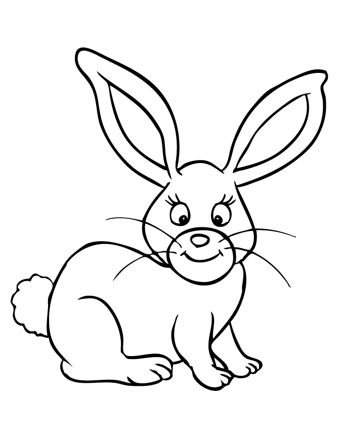 Cute Rabbit Coloring Page | HM Coloring Pages