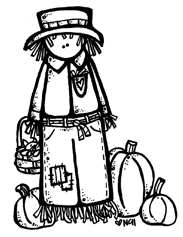 simple scarecrow clip art black and white