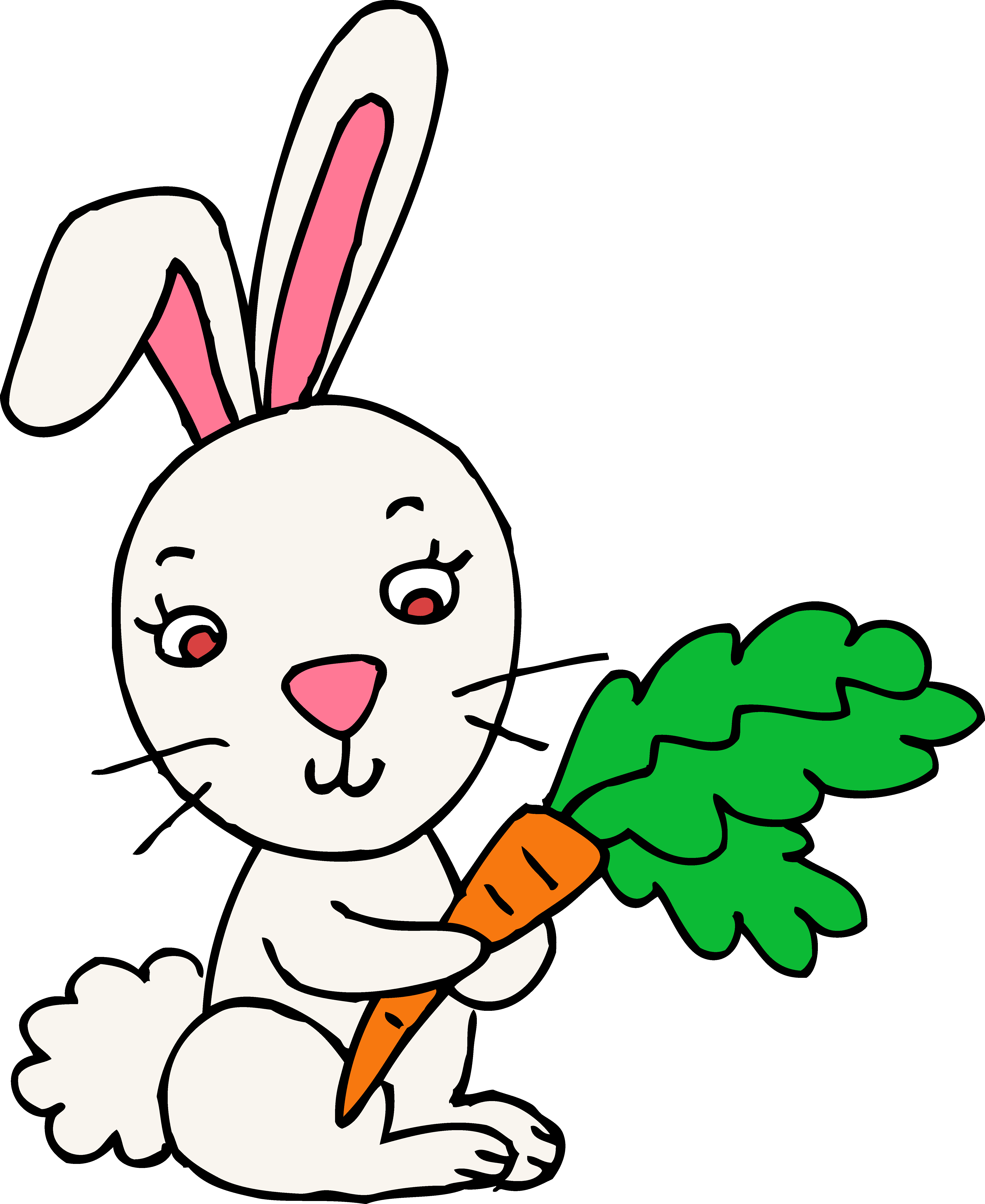 Cute Easter Bunny With Carrot - Free Clip Art