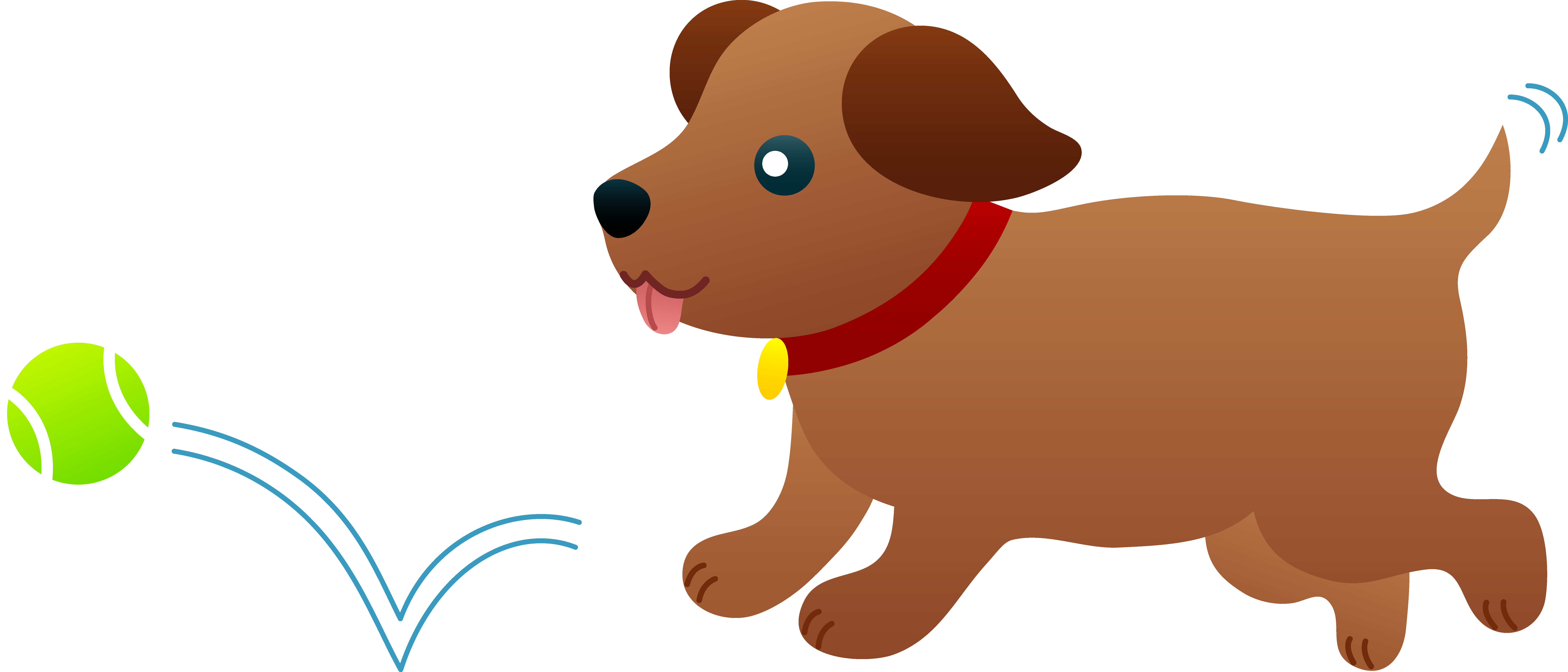 Puppy Chasing After Ball - Free Clip Art