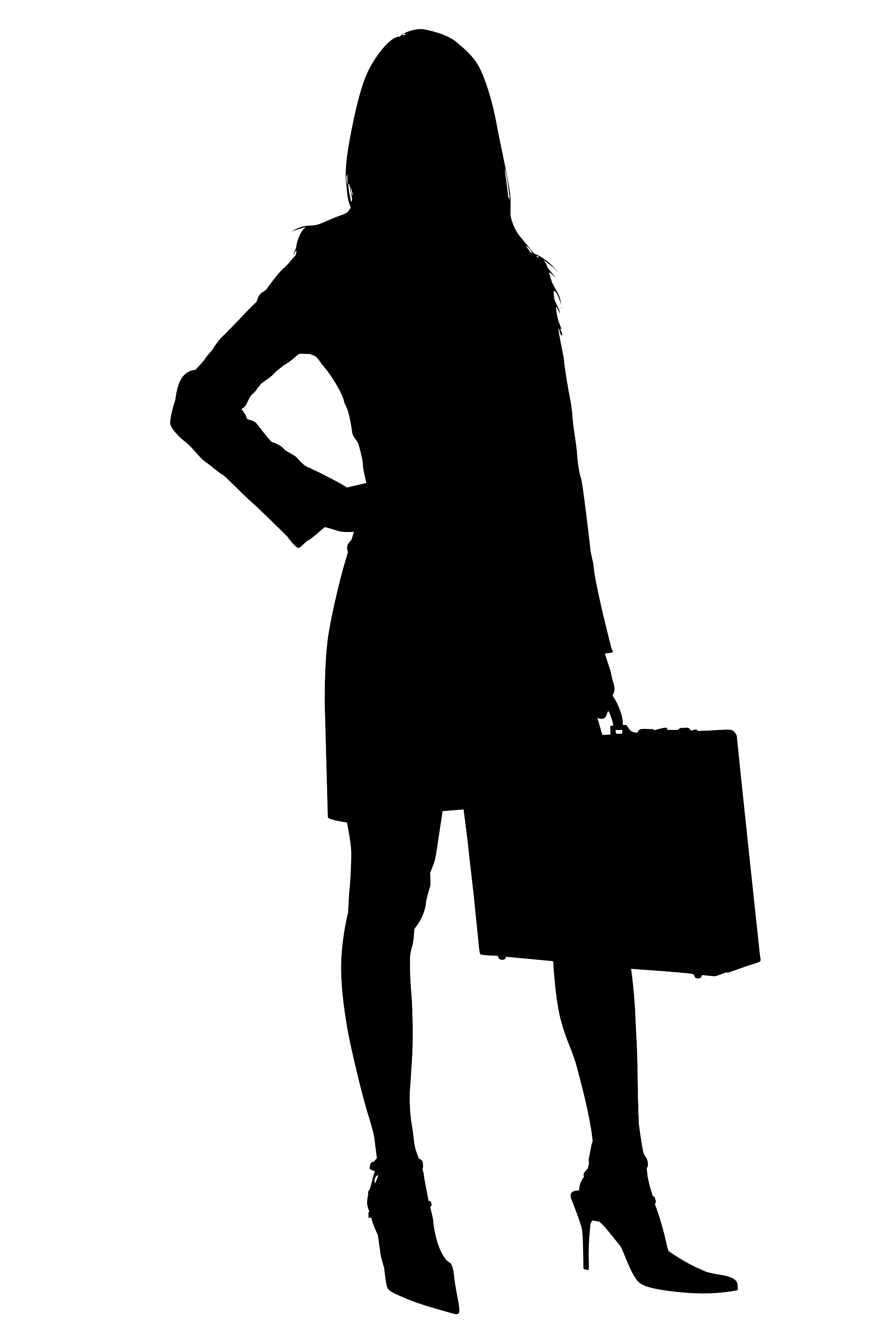 Silhouette With Clipping Path of Business Woman with Briefcase 