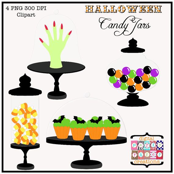 Halloween Clipart Halloween Candy Jars - Halloween Digital Graphic Ar�