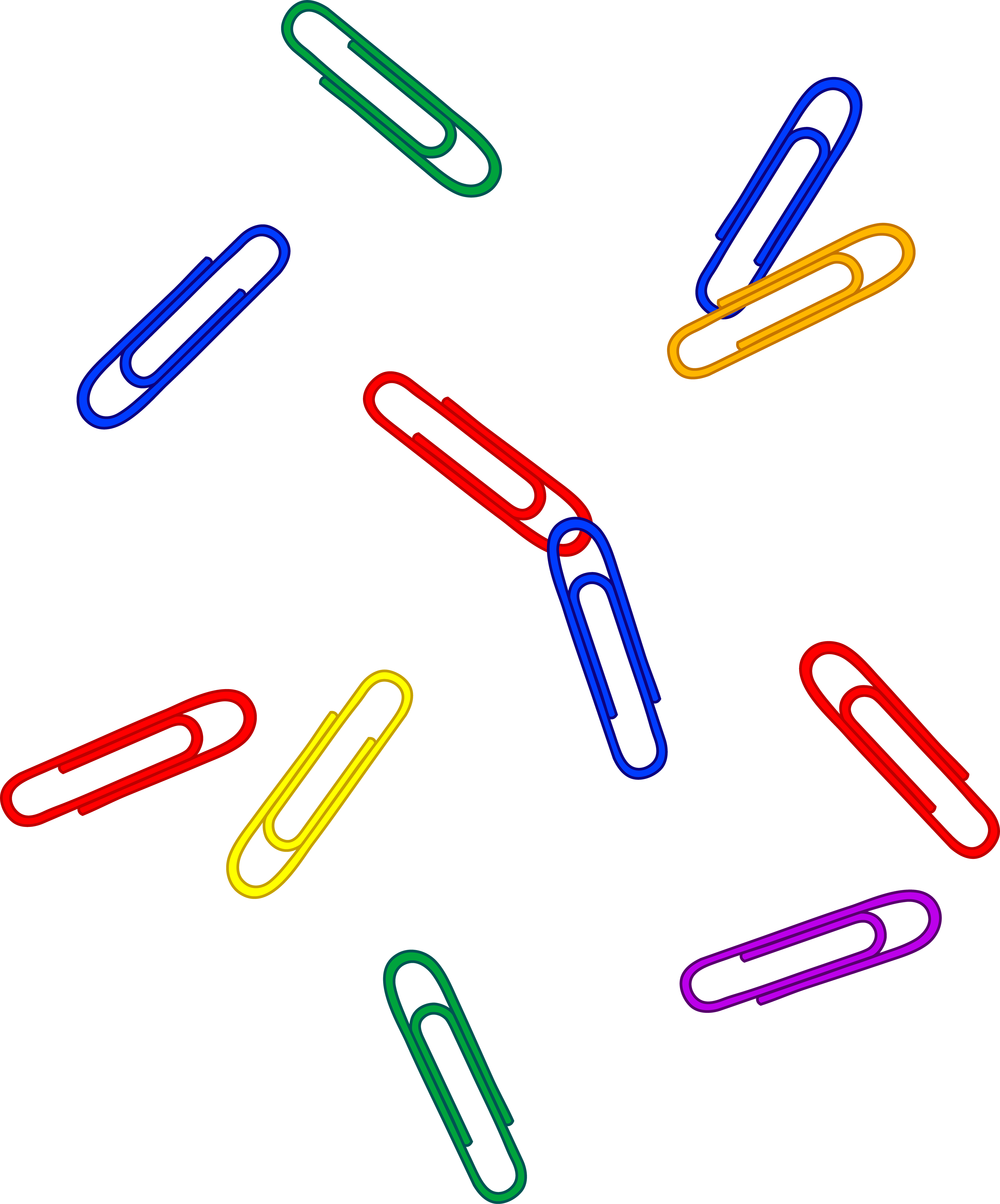 Scattered Colorful Paper Clips - Free Clip Art