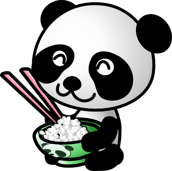 Panda Eating Rice clip art - vector clip art online, royalty free 