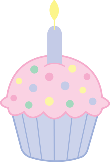 Cute Pink Birthday Cupcake - Free Clip Art