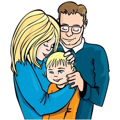 Illustration of family of three - clipart #