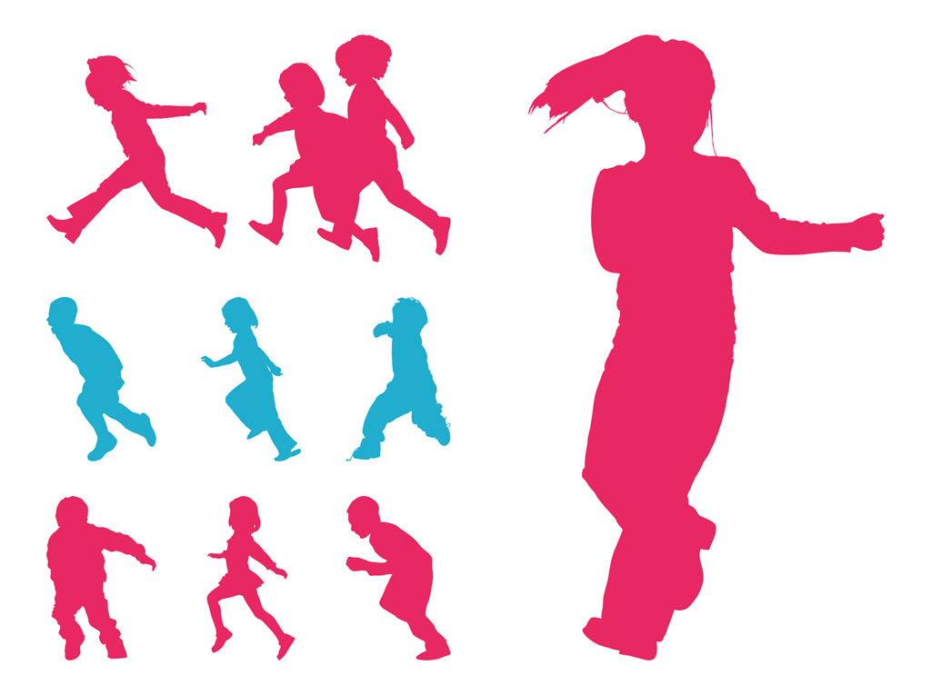 Running Kids Silhouettes