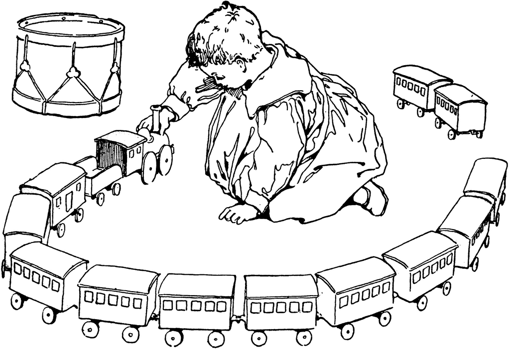 Child Playing With Train Cars | ClipArt ETC