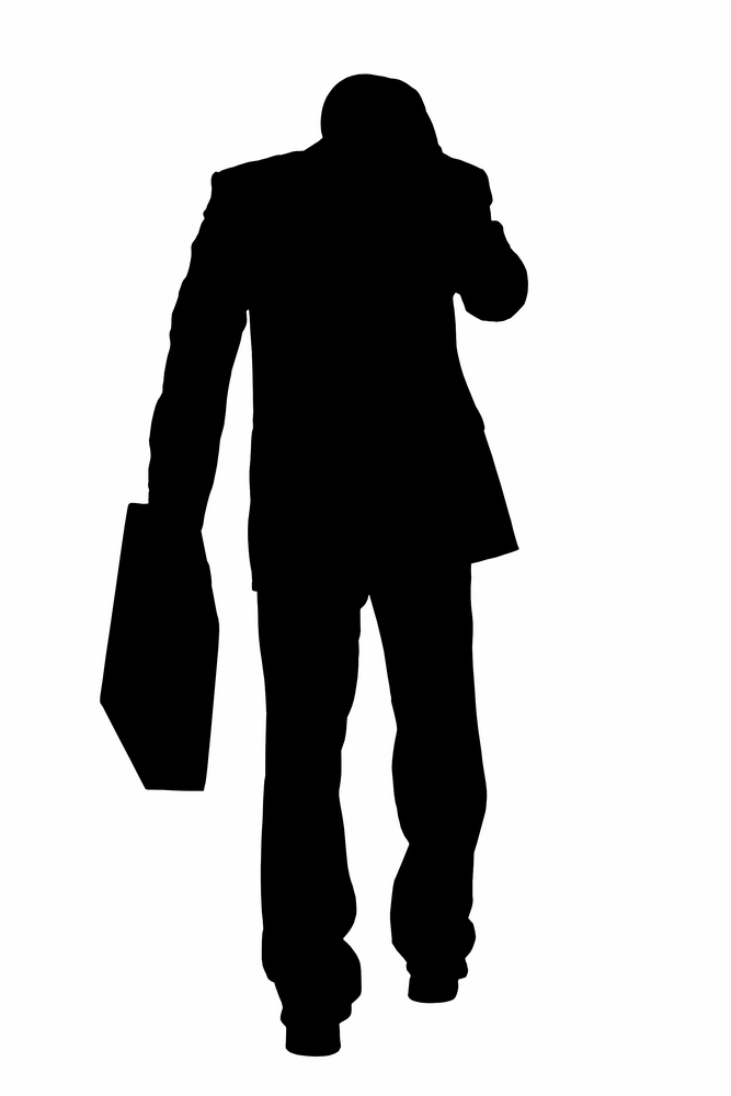 Silhouette With Clipping Path of Business Man With Briefcase and 