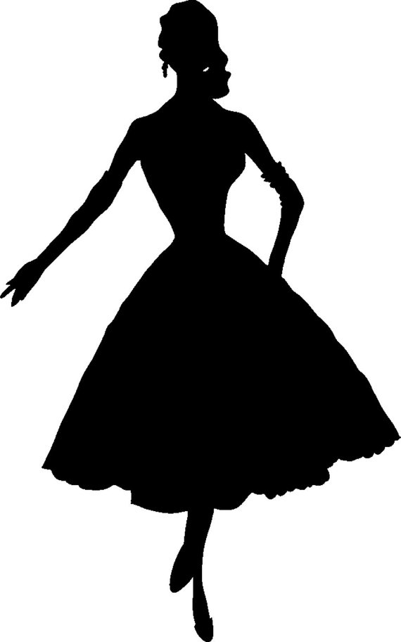 Silhouette Woman in Dress Rubber Stamp