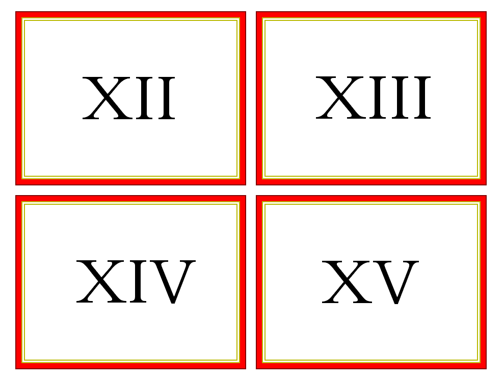 Roman Numerals 1 12 Chart