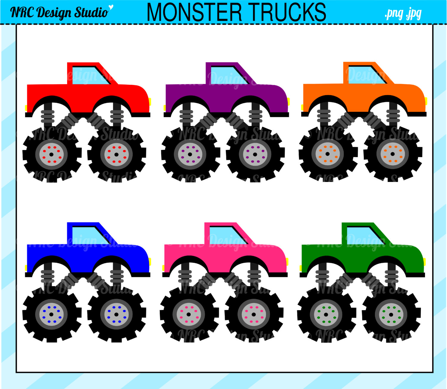 Monster Trucks Clip Art Transportation Clip by NRCDesignStudio