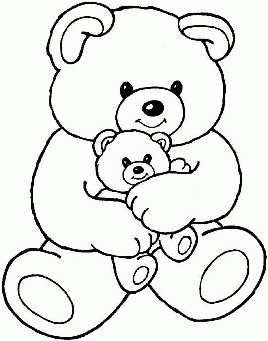 Mama bear with baby bear - Free Printable Coloring Pages