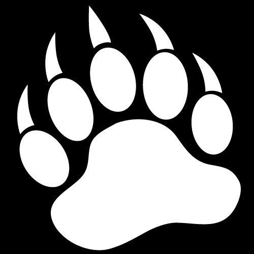 GRIZZLY BEAR PAW PRINT - Vinyl Decal Sticker 5 WHITE - ClipArt 