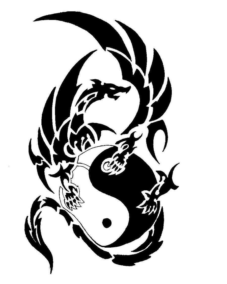 Black And White Tattoo Dragon - Clipart library