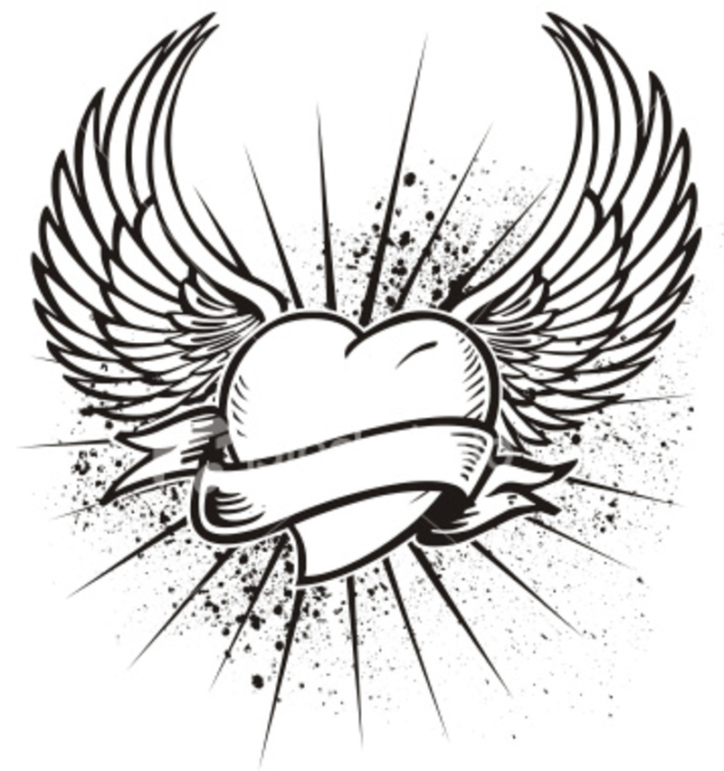 awesome drawings of hearts with wings