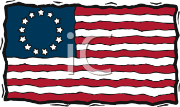 Clipart Picture of a 13 Star Betsy Ross American Flag