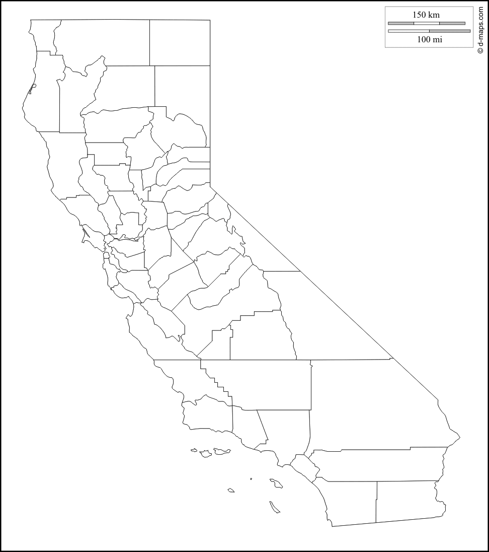 california county outline map - Clip Art Library