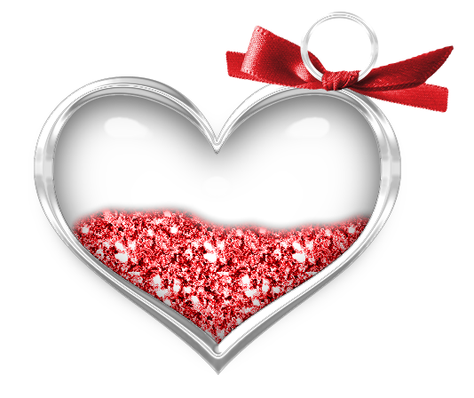 Transparent Heart with Red Bow PNG Clipart Picture
