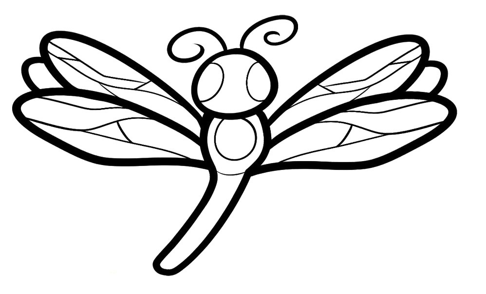 Animal Coloring Pages : Dragonfly Cute Coloring Page Kids Coloring Art