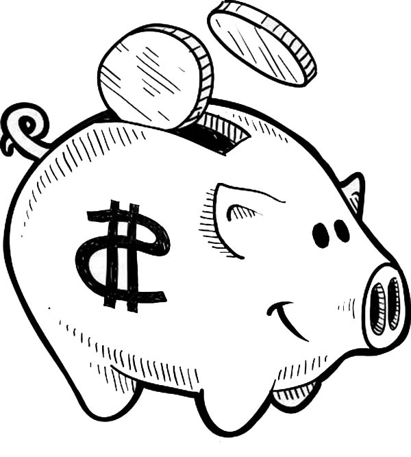 Free Piggy Bank Black And White, Download Free Piggy Bank Black And