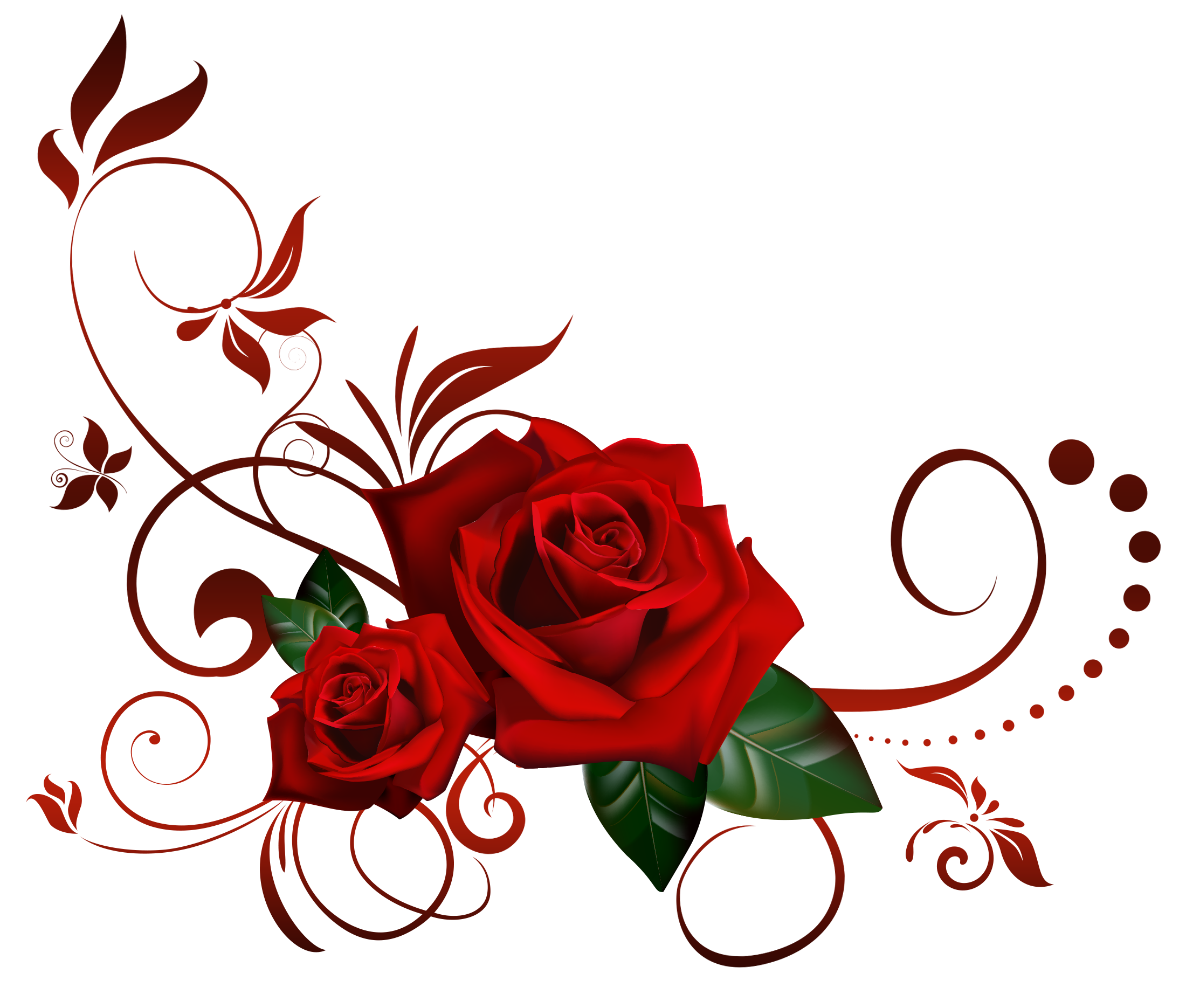 Rose png with forel decoration PNG image