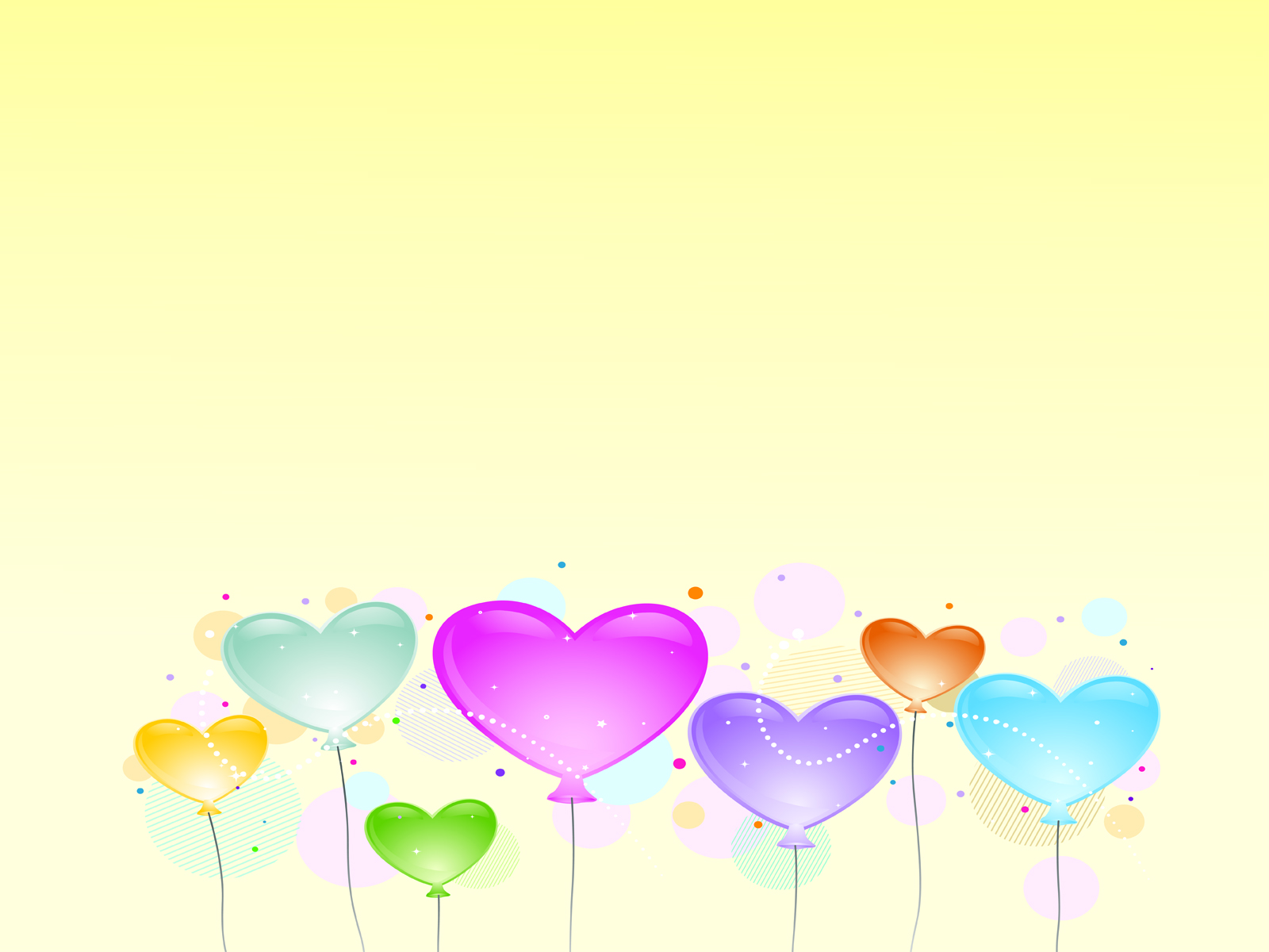 Clip art Love Balloons PPT Backgrounds - Blue, Green, Love, Pink 