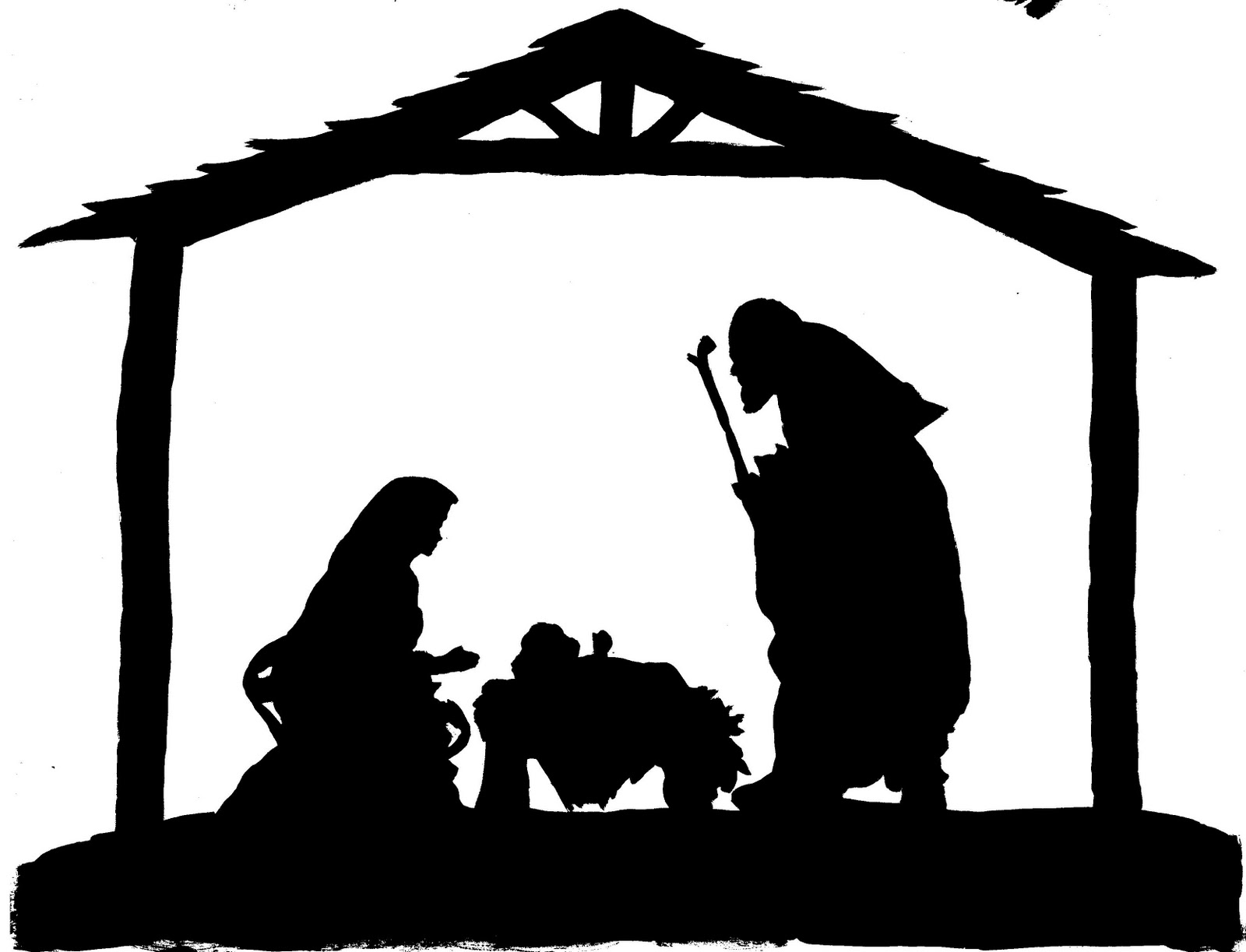 Xmas Stuff For  Christmas Nativity Clipart Black And White
