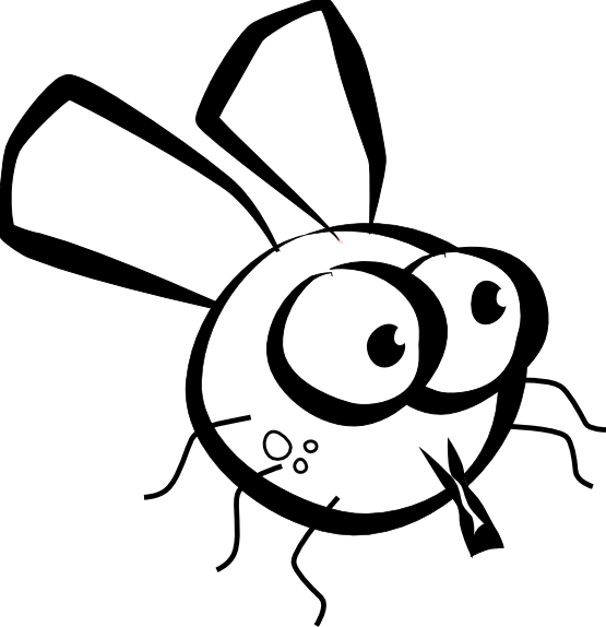 cartoon fly black white line art drawing scalable vector graphics 
