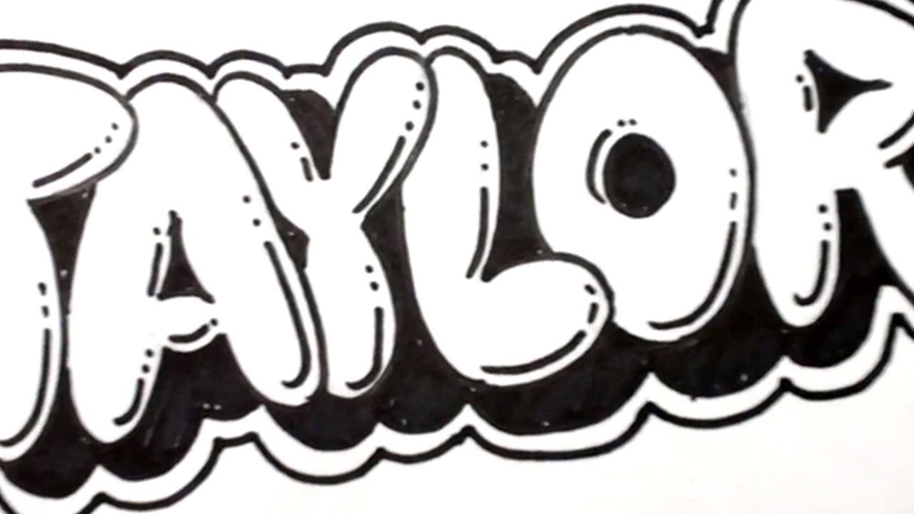 How To Draw Bubble Letters Taylor In Graffiti Name Art Youtube