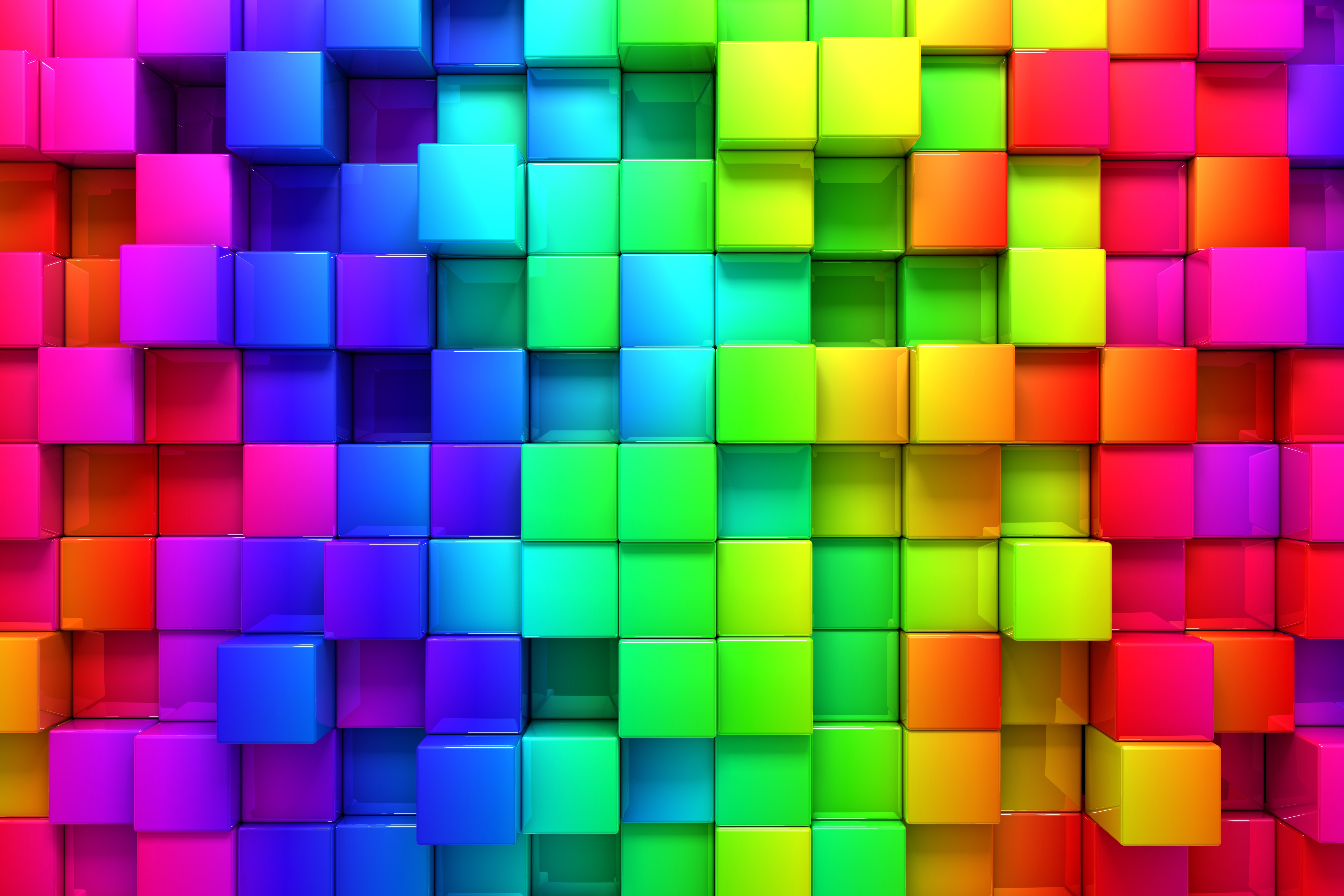 Blocks Rainbow 3d Graphics Background