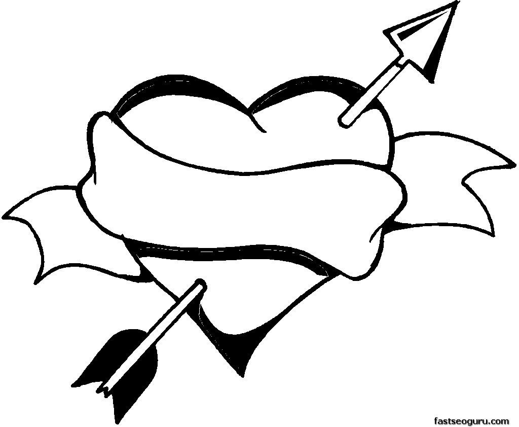 Hearts and Arrows Coloring Pages, valentines day coloring pages 