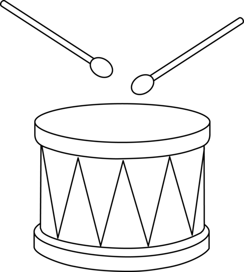 Colorable Marching Drum - Free Clip Art