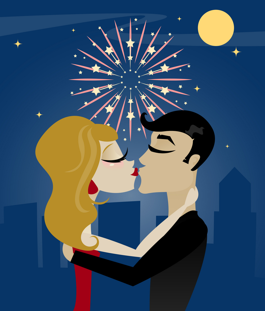 new years kiss clipart - photo #3