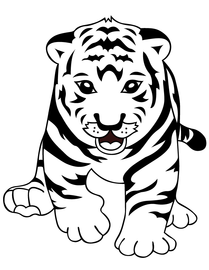 baby tiger clip art black and white - Clip Art Library