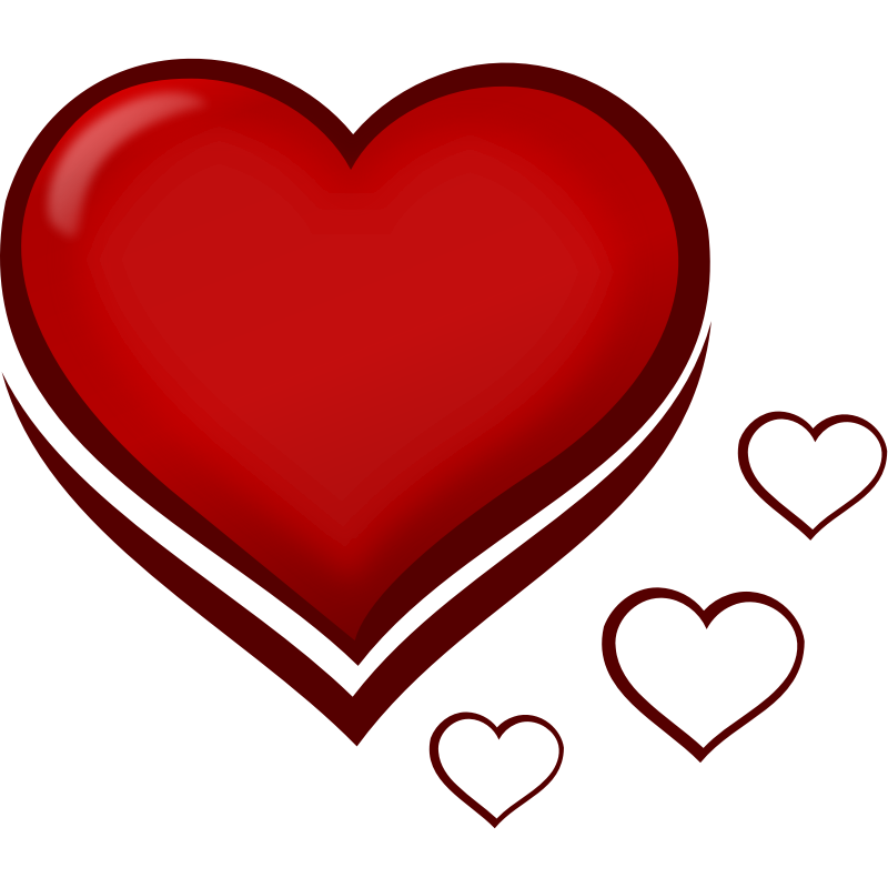 Clipart - Red Stylised Heart with Smaller Hearts