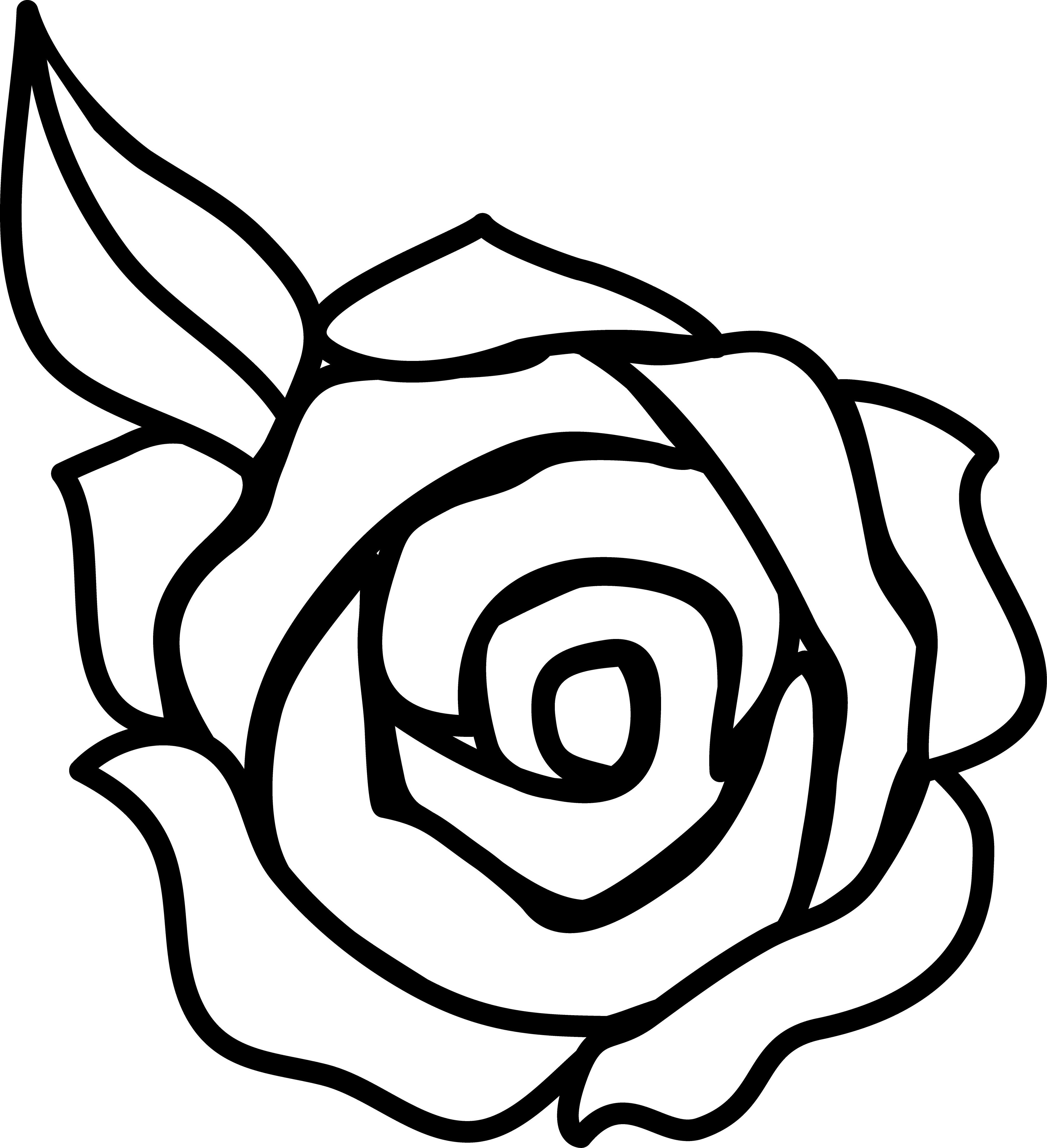 Colorable Rose Line Art - Free Clip Art