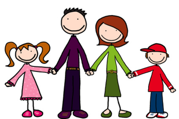 Cartoon Family Holding Hands image - vector clip art online 