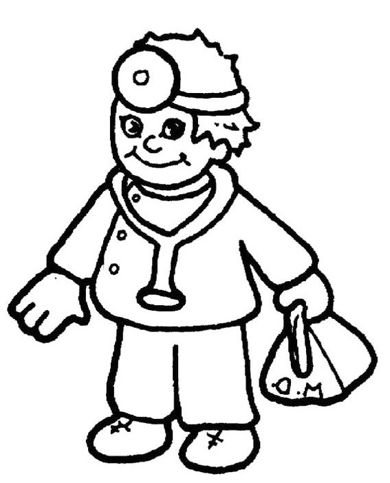Doctor Day Coloring Pages : Doctor Carrying Equipment Bags 