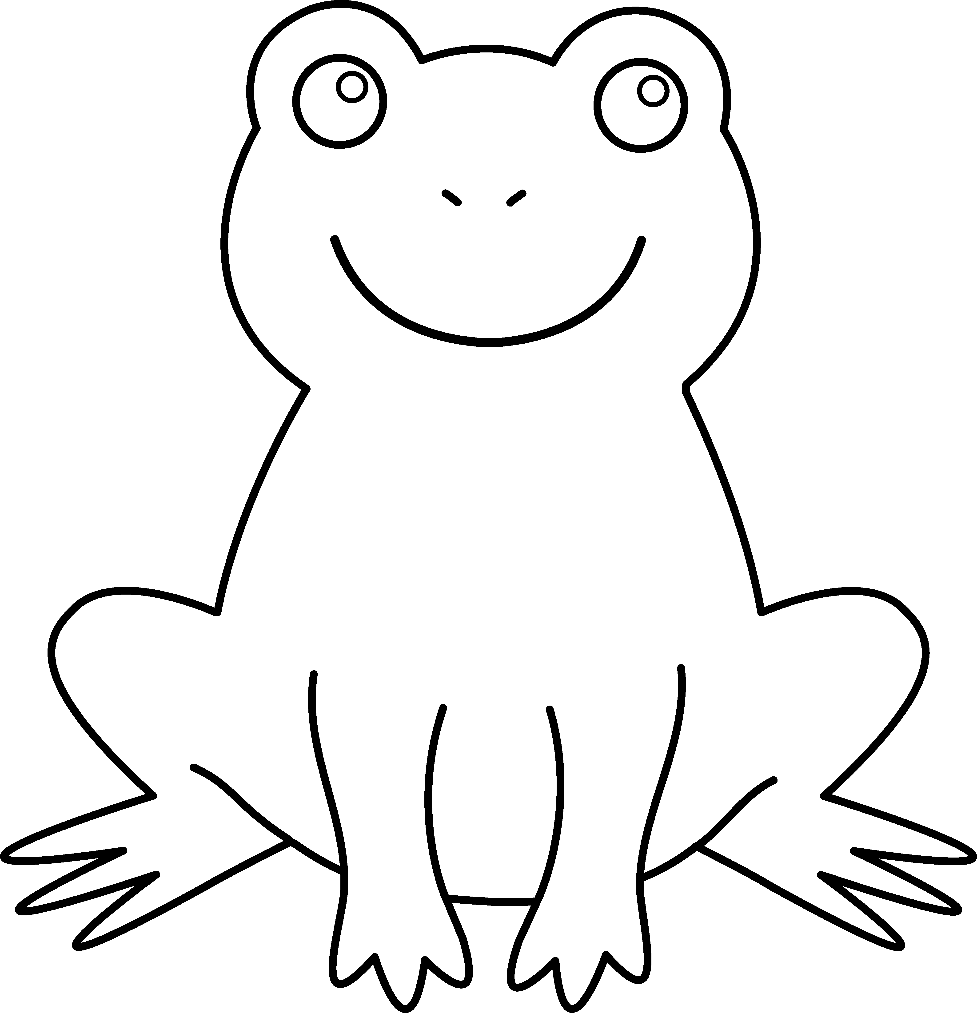 Colorable Cute Frog - Free Clip Art