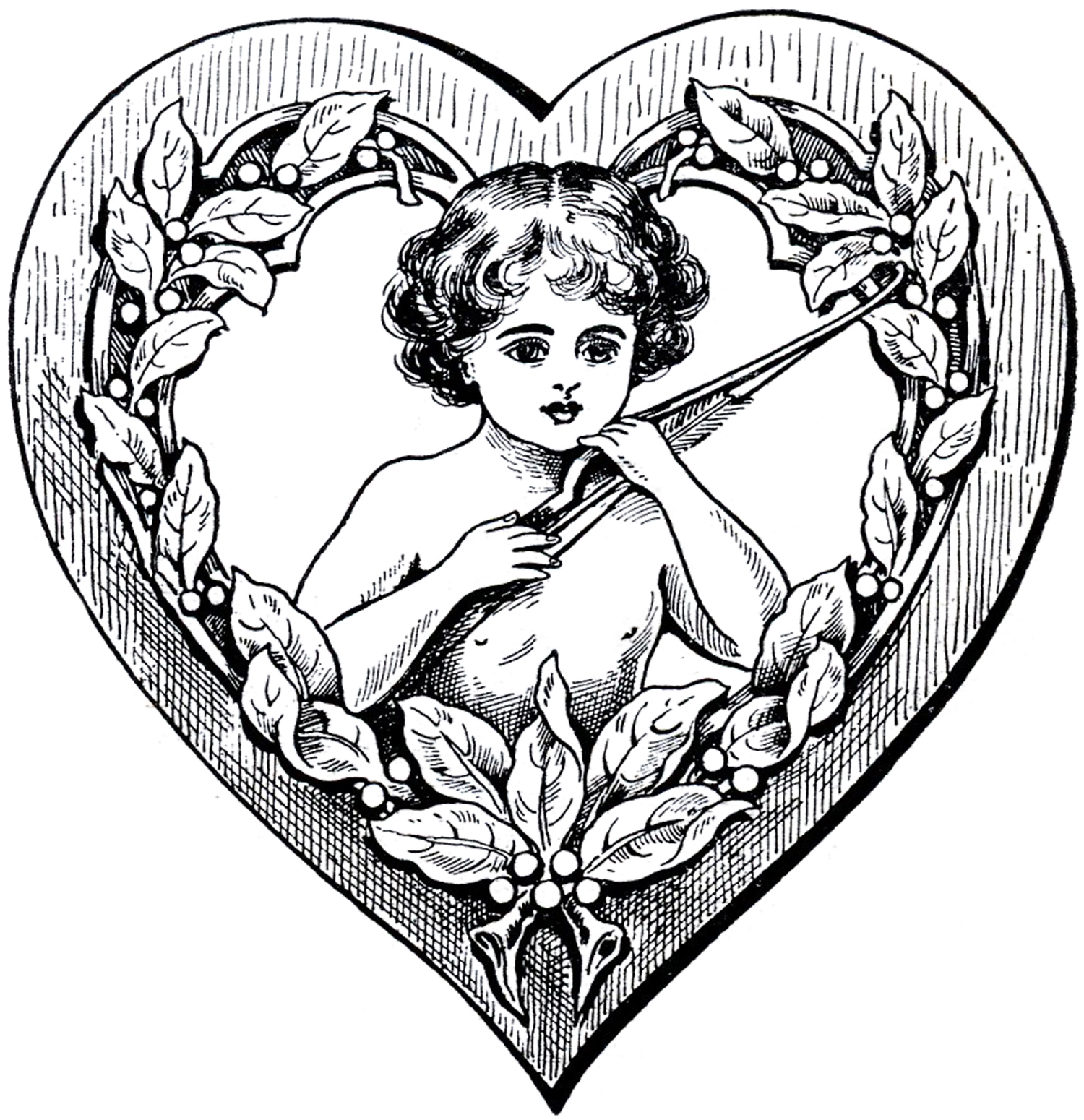 Cupid Heart Clip Art - The Graphics Fairy