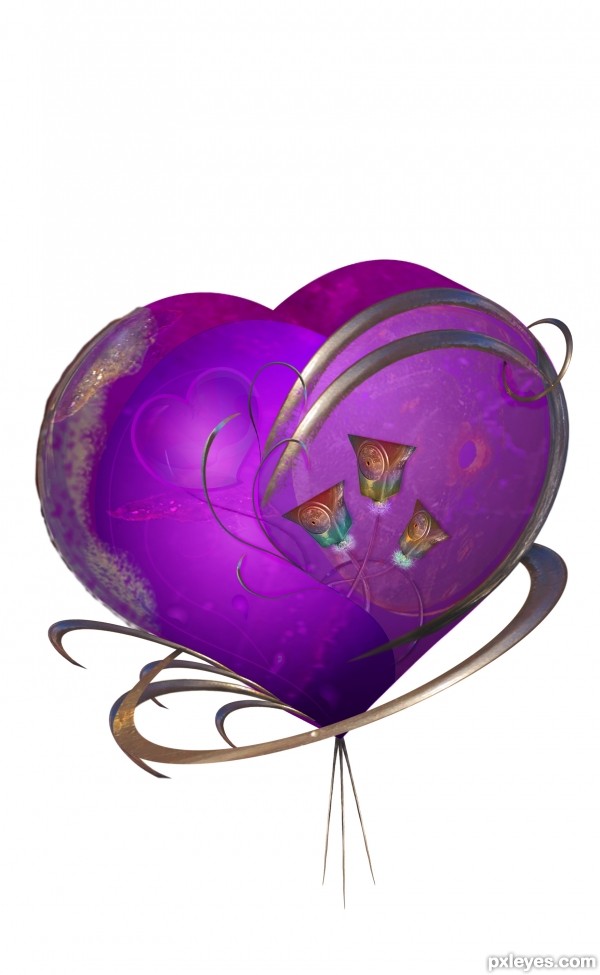 Create a Gorgeous Purple 3D Heart with Ornaments - Photoshop 