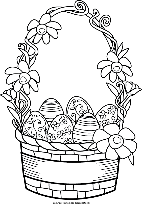 Easter Basket Clip Art Black And White