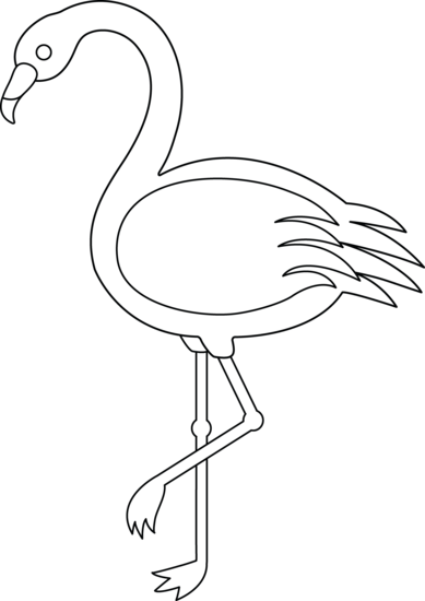 Colorable Flamingo - Free Clip Art