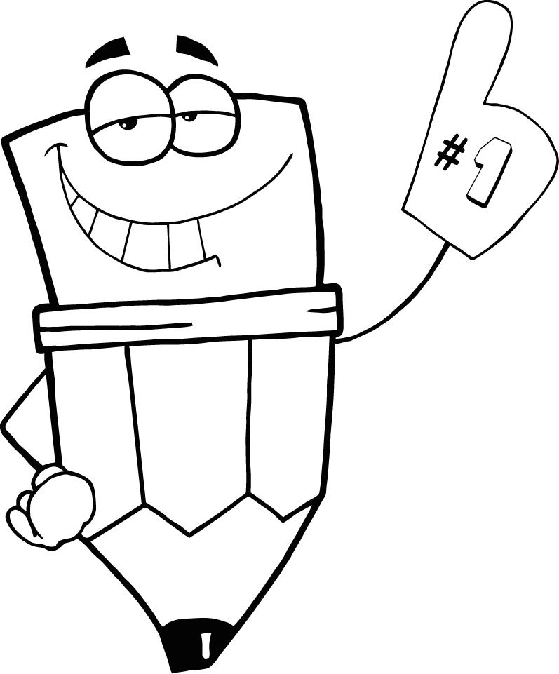 coloring page of a pencil cartoon character for kids ...