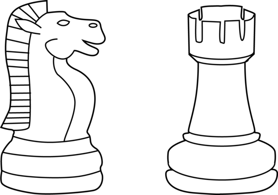 Two Chess Pieces Line Art - Free Clip Art