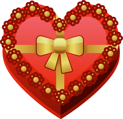 Red Heart-shaped Gift Box with Golden Bow - Free Clip Arts Online 