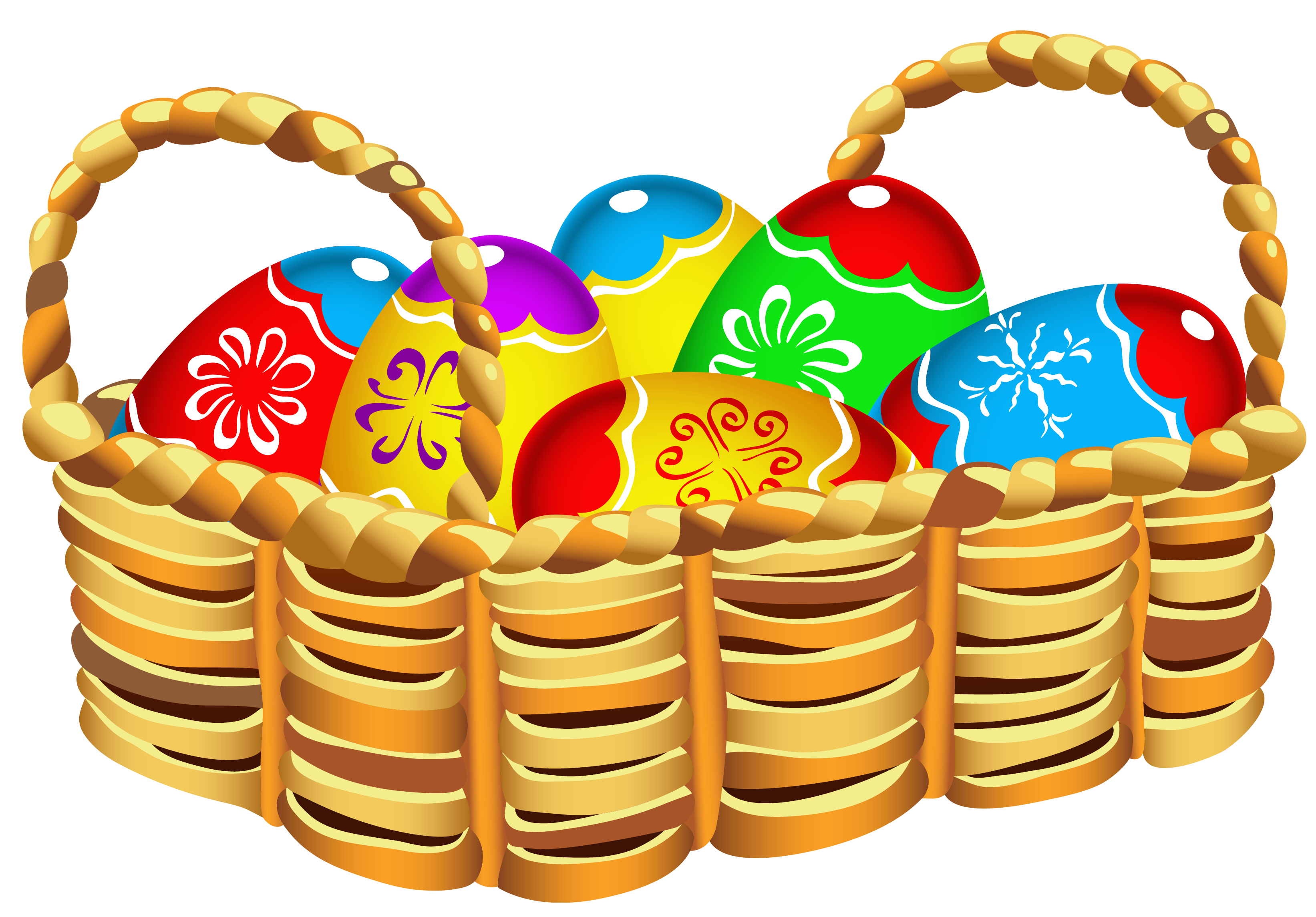 Square Basket with Easter Eggs PNG Clipart